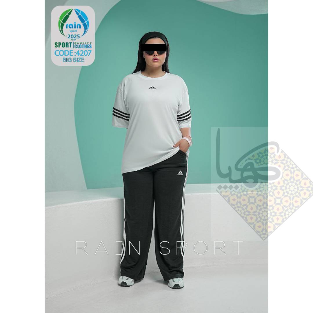 ست تیشرت شلوار بگ سایز بزرگ زنانه جنس نخ پنبه فری سایز