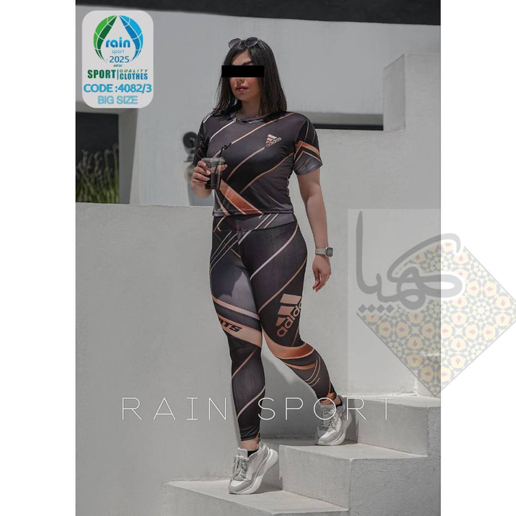 ست کراپ شلوار زنانه چاپ دیجیتال مدل جنس غواصی فری سایز