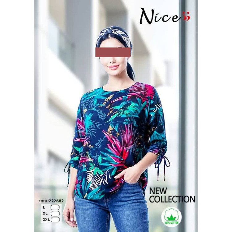 شومیز نخی زنانه مدل آبرنگی