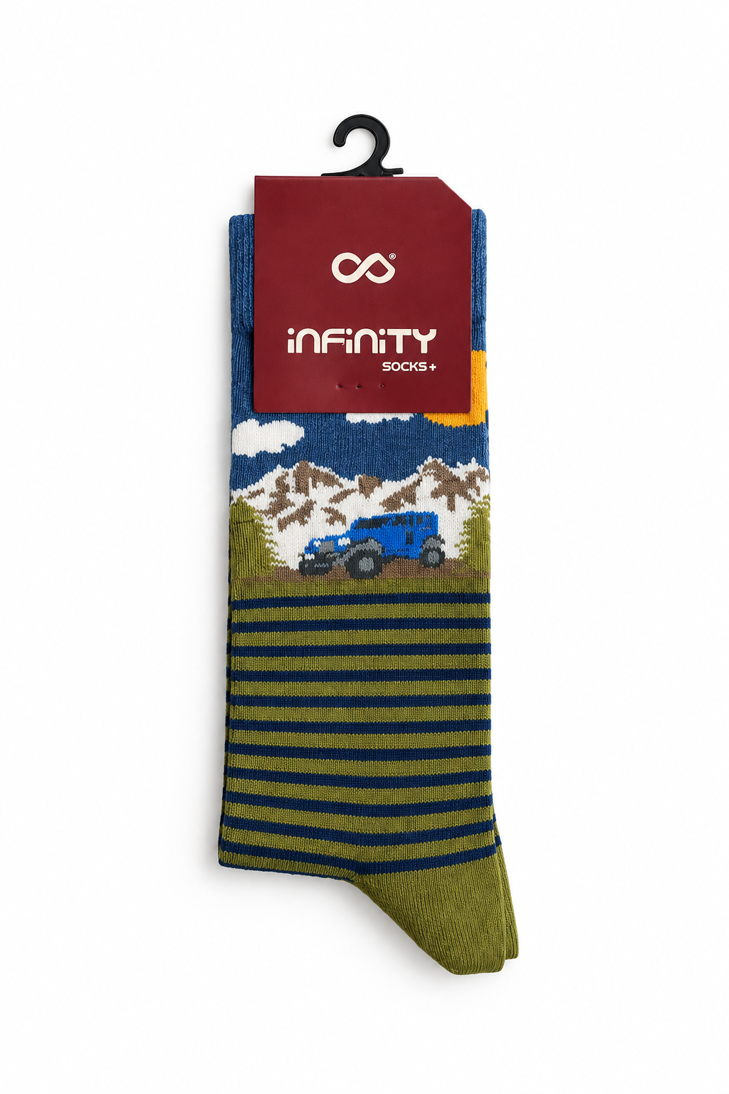 جوراب ساق دار مردانه اینفینیتی (Infinity) طرح جیپ آفرود و کوهستان – نخ پنبه اعلا