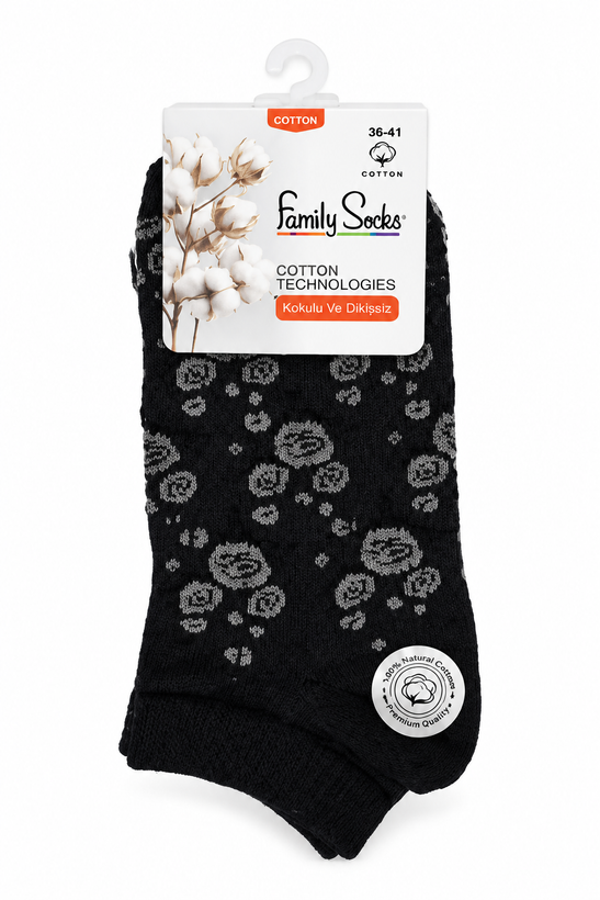 جوراب مچی زنانه پنبهای طرحدار Family Socks بدون درز و معطر