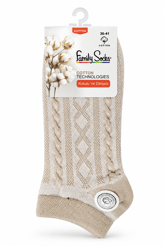جوراب مچی زنانه پنبهای طرحدار Family Socks بدون درز و معطر