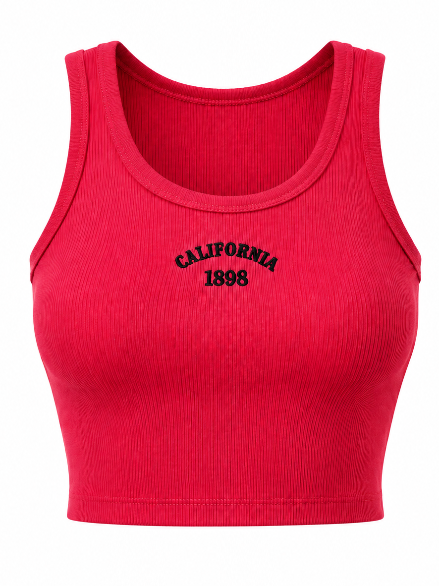 کراپ تاپ کبریتی زنانه الین طرح کالیفرنیا (California 1898) صورتی
